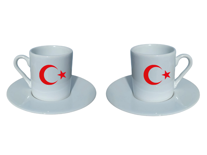 Ay Yıldız Tasarımlı Tek Kişilik Kahve Fincan Takımı