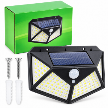 Sensörlü Güneş Enerjili Duvar Lambası 100 Ledli