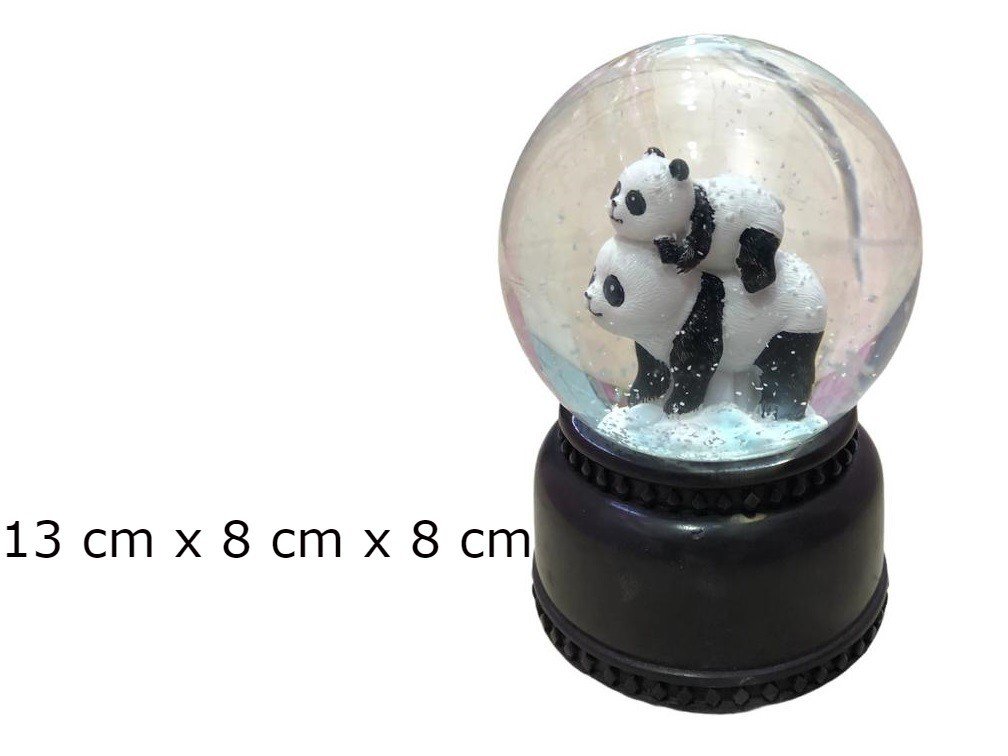 Işıklı Üst Üste Panda Temalı Müzikli Cam Kar Küresi