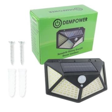 Sensörlü Güneş Enerjili Duvar Lambası 100 Ledli
