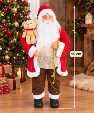 Büyük Boy Noel Baba Yılbaşı Süsü Peluş Sakallı (90cm)