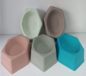 Altıgen Tasarım Renkli Kedi Köpek Mama Su Kabı 16 cm