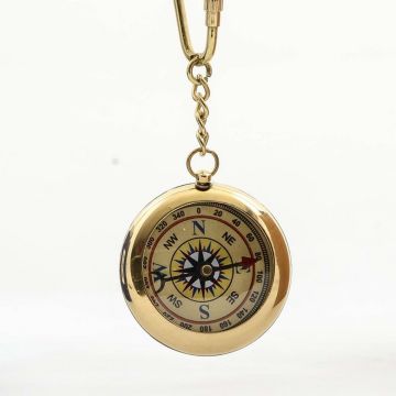 Dekoratif Pusulalı Pirinç Anahtarlık