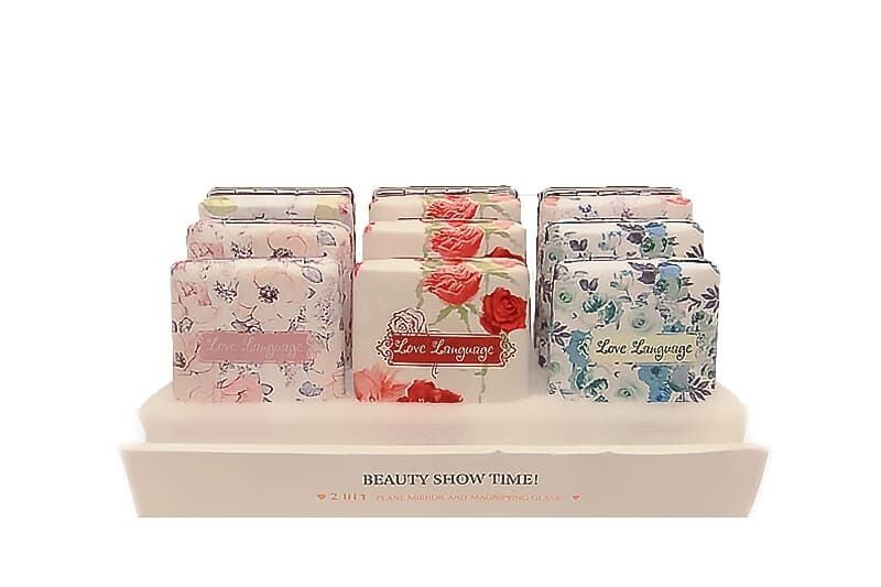 Kadınlar Günü Özel Çiçek Desenli Dikdörtgen El Makyaj Aynası