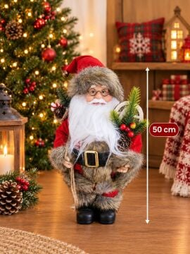 Noel Baba Yılbaşı Süsü Peluş Sakallı (90cm)