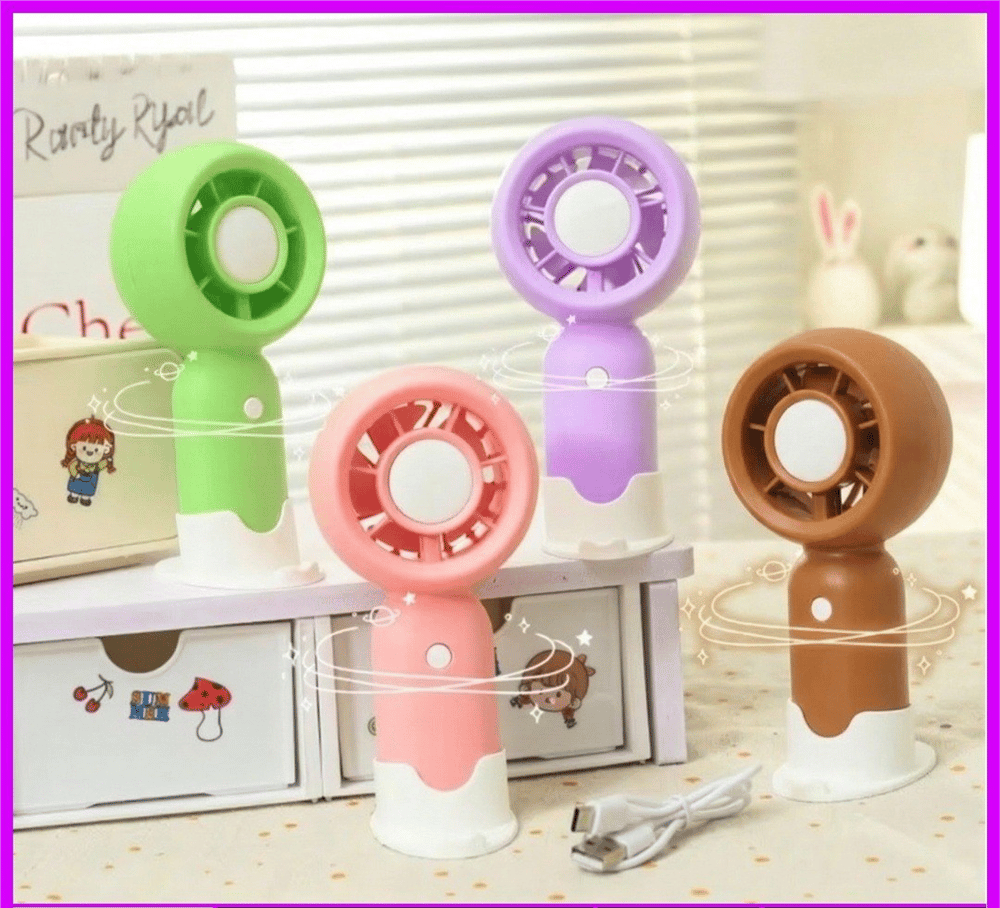 Standlı Mini El Fanı - USB Şarjlı Taşınabilir Masaüstü Vantilatör