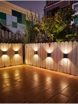 4 Ledli Güneş Enerjili Çift Taraflı Duvar Lambası Aplik Aydınlatma