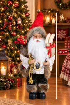 Kayak Takımlı Ve Hediyelik Büyük Boy Noel Baba Yılbaşı Süsü (90cm)