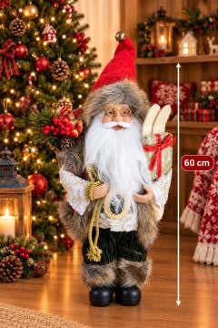 Kayak Takımlı Ve Hediyelik Büyük Boy Noel Baba Yılbaşı Süsü (60cm)