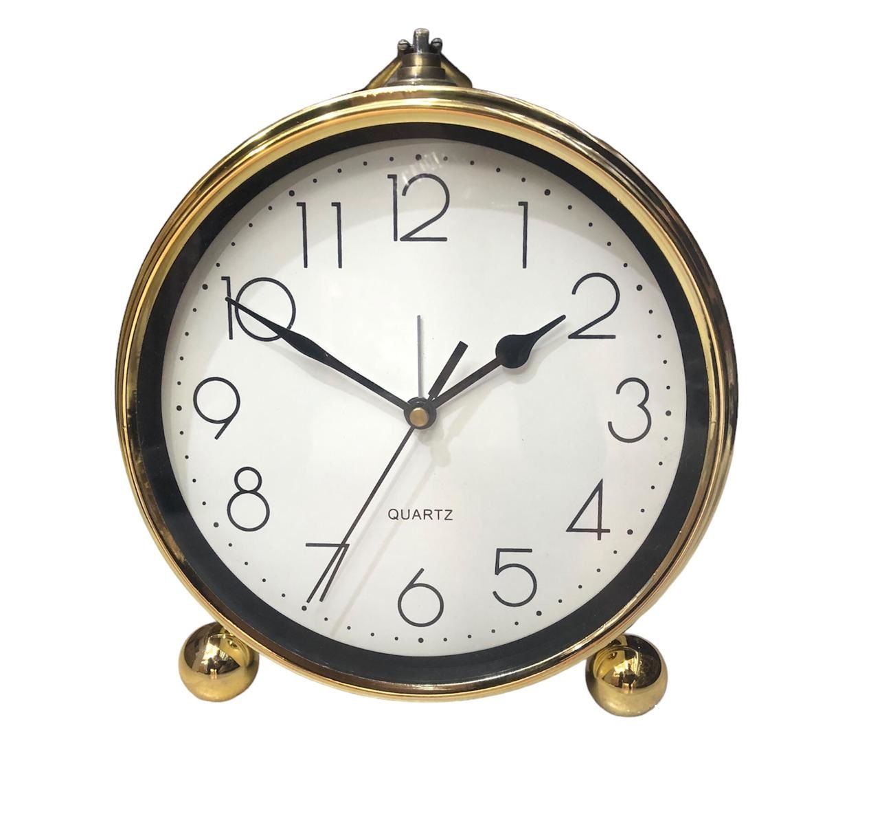 Dekoratif Metal Yuvarlak Siyahlı Tasarımlı Gold Masa Saati