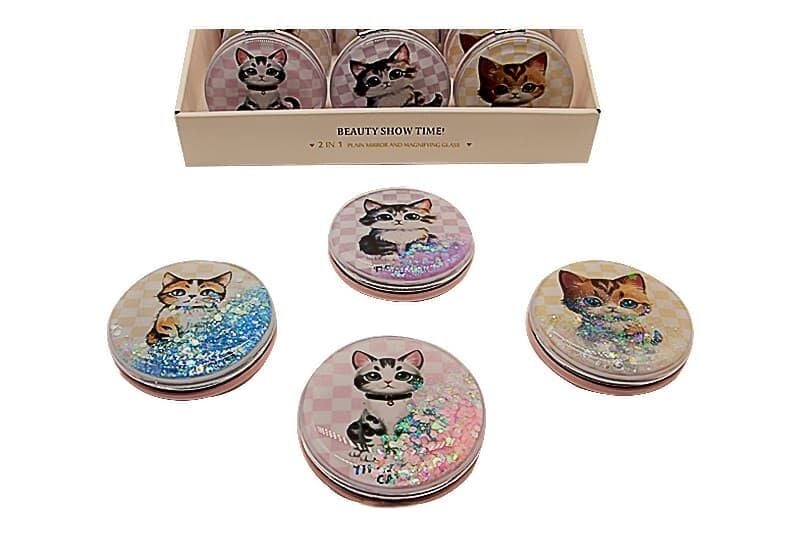 Çocuklara Hediye Kedi Desenli El Makyaj Aynası