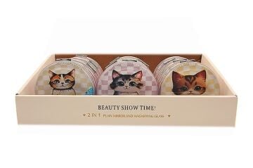 Çocuklara Hediye Kedi Desenli El Makyaj Aynası