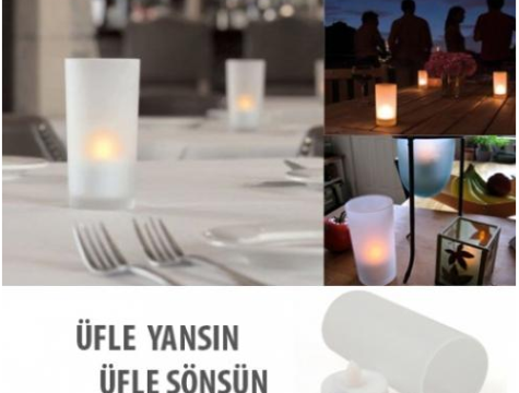 Üfleyince Yanan Sihirli Elektronik Mum