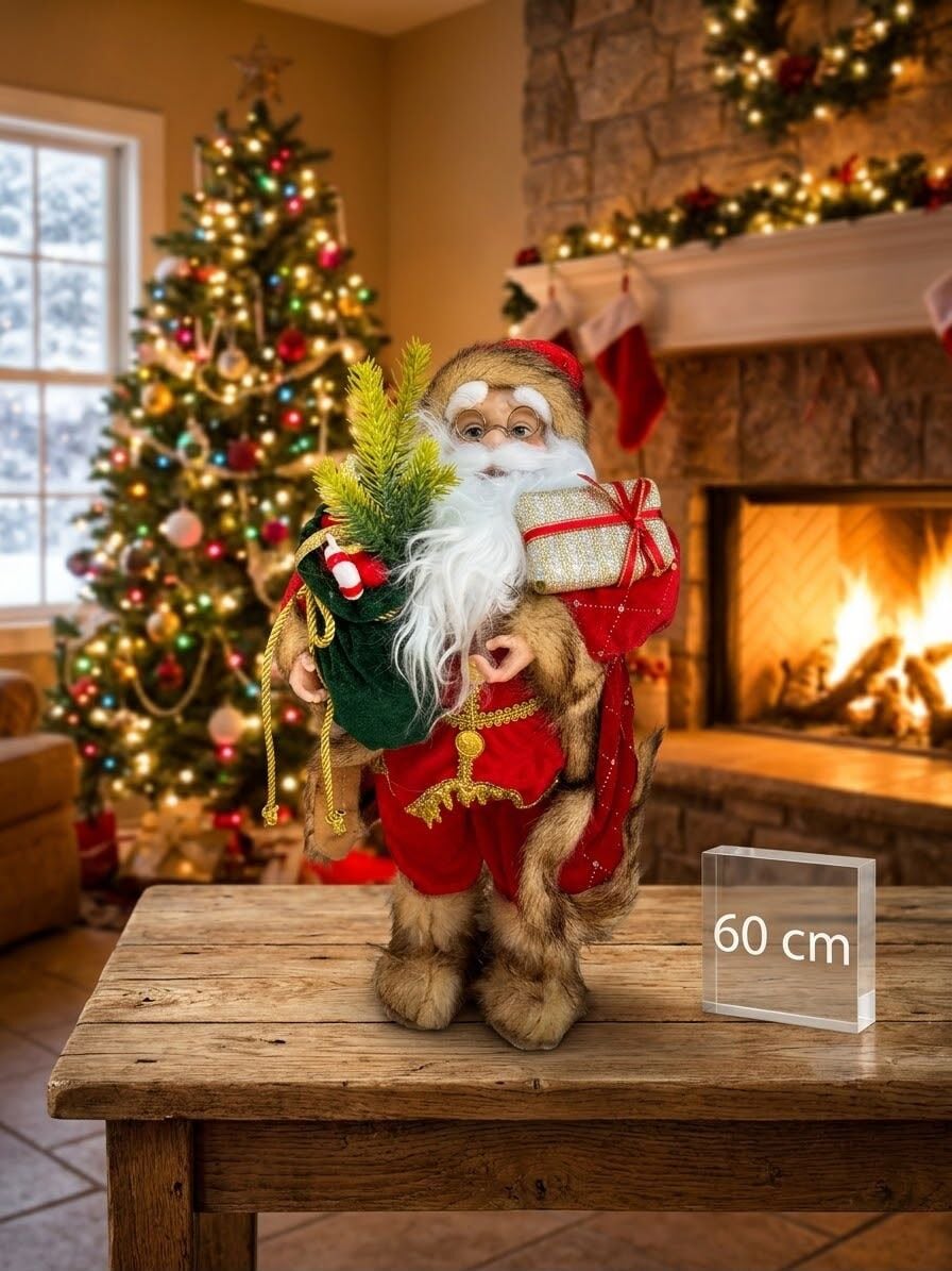 Hediyelik Paket Ve Çam Dalı Detaylı Dekoratif Yılbaşı Süsü (60cm)