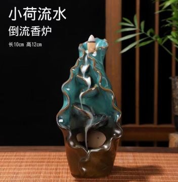 Dekoratif Lotus Duman Şelale Seramik Geri Akış Tütsülük