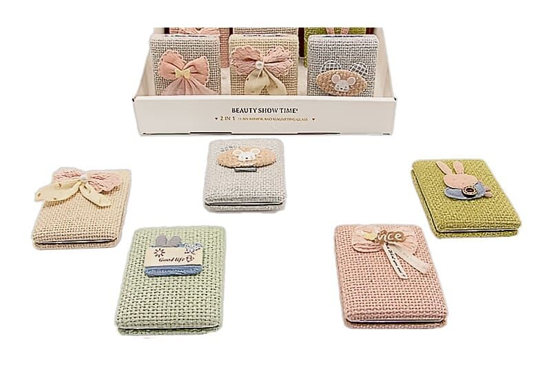 Çocuklara Hediye Keten Kumaşlı El Makyaj Aynası