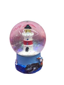 Mini Polyester Deniz Feneri Temalı Cam Kar Küresi