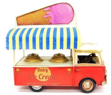 Dekoratif Nostaljik Metal Kırmızı Dondurma Arabası
