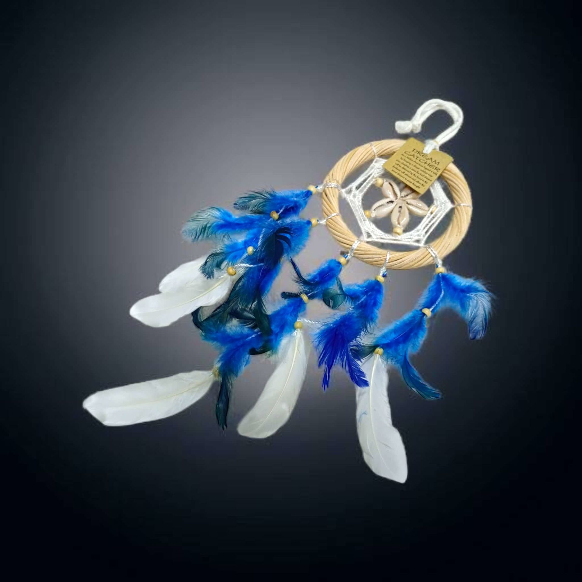 Mavi Tüylü Deniz Kabuğu Dreamcatcher Rüya Kapanı