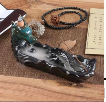 Dekoratif Ejderha Tasarım Kayık Seramik Geri Akış & Çubuk Tütsülük