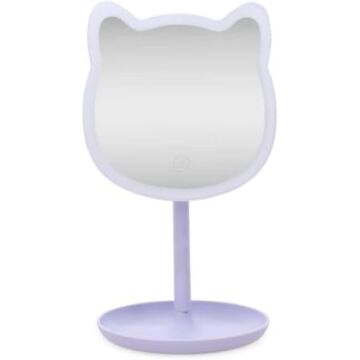 Kedi Kulaklı Dokunmatik Led Işıklı Masa Üstü Makyaj Aynası