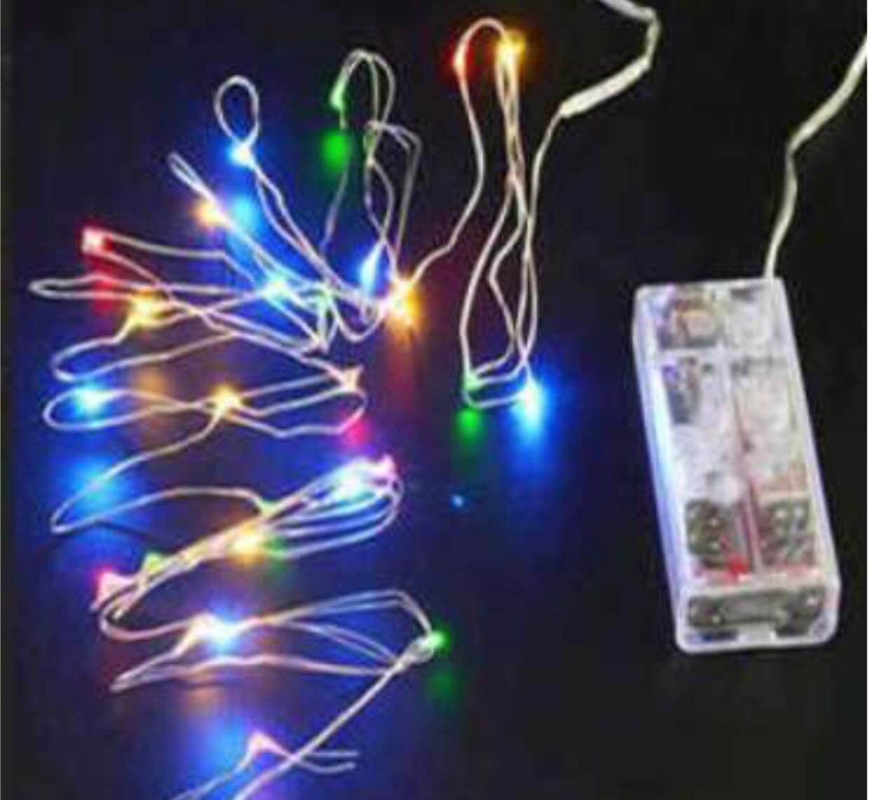 20 Led Şeffaf Kablolu Rgb Renkli Pilli Led Işık (3 Metre)