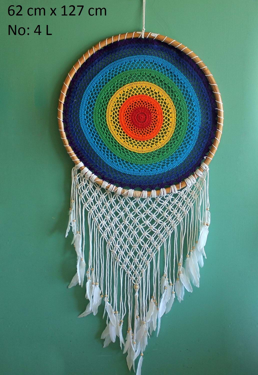 Beyaz Dantelli Renkli Dizayn Rüya Düş Kapanı Dream Catcher