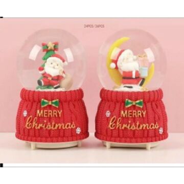 Yılbaşı Noel Baba Ve Hediyeler Püskürtmeli Müzikli Cam Kar Küresi