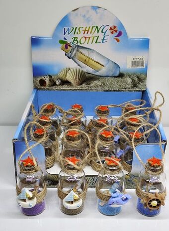 Yelkenli Gemi Ve Balık Marin Temalı Wishing Bottle Dilek Şişesi (12 Adet)
