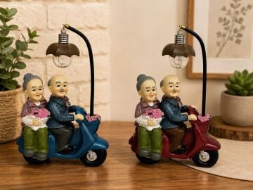 Sokak Lambası Motor Kullanan Nine Dede Tasarımlı Biblo