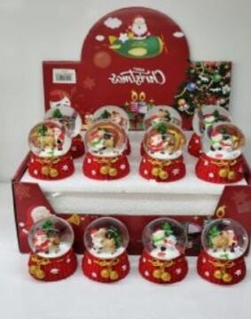 Mini Yılbaşı Temalı Noel Baba Geyik Cam Kar Küresi