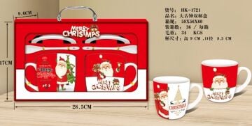 Noel Baba Ve Çam Ağacı Kaşıklı Yılbaşı Kupa Bardak Seti (2 Adet)