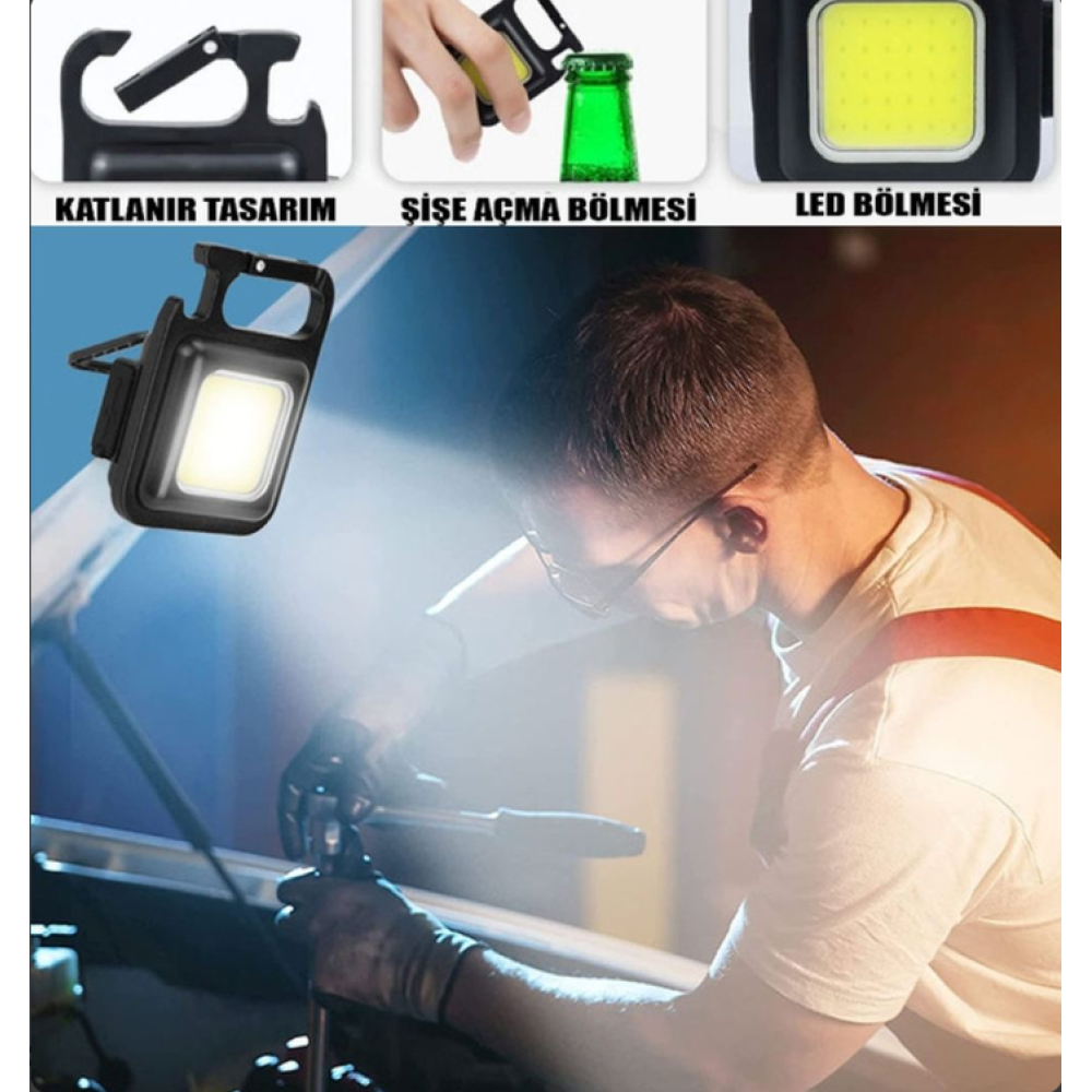 Led Işıklı Çok Amaçlı 4 Modlu Anahtarlık El Feneri