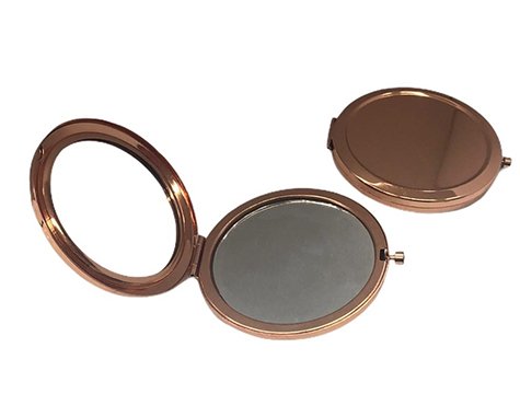 Baskı Yapılabilir Metal Kapaklı Bronz Makyaj Aynası