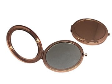 Baskı Yapılabilir Metal Kapaklı Bronz Makyaj Aynası