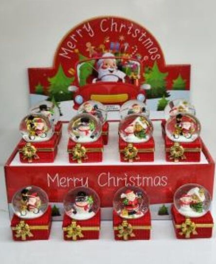 Mini Hediye Kutulu Yılbaşı  Noel Baba Cam Kar Küresi