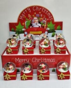 Mini Hediye Kutulu Yılbaşı  Noel Baba Cam Kar Küresi