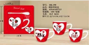 Seramik I Love Kalp Desenli Sevgiliye Kaşıklı Kupa Bardak