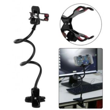 Akrobat Telefon Telefon Tutucu Spiral Gövdeli Oynar Başlıklı Siyah