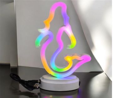 Usb Dekoratif Neon Deniz Kızı Tasarımlı Işıklı Masa Lambası