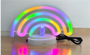 Usb Dekoratif Neon Gökkuşağı Tasarımlı Işıklı Masa Lambası
