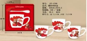 Seramik Ayıcıklı Love Sevgiliye Hediye Kaşıklı Bardak