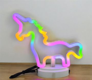 Usb Dekoratif Neon Boynuzlu At Tasarımlı Işıklı Masa Lambası