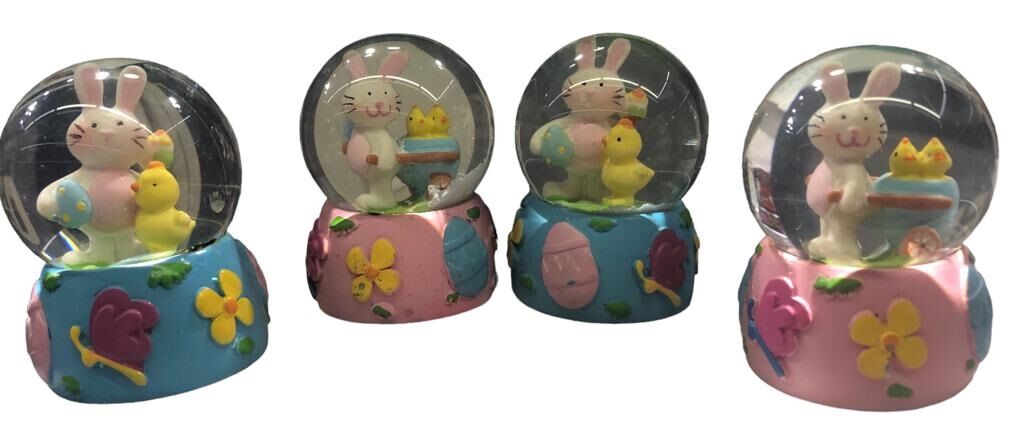 Dekoratif Mini Tavşancık ve Civciv Cam Kar Küresi