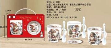 Tekli Noel Baba Ve Mini Kardan Adam Yılbaşı Kaşıklı Kupa Bardak Seti