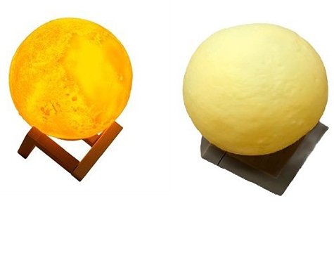 3D Ay Şeklinde Dekoratif Standlı Gece Lambası Masa Lambası (Sarı)