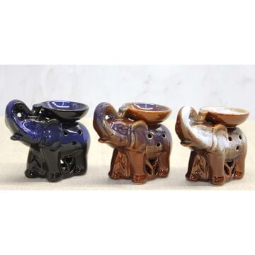 Dekoratif Renkli Fil Tasarımlı Seramik Buhurdanlık