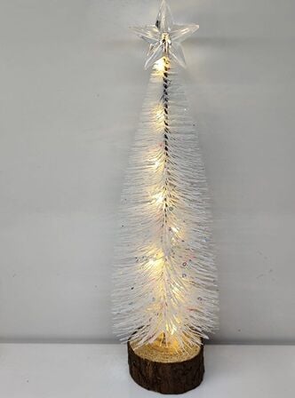 Mini Işıklı Yıldızlı Beyaz Çam Ağacı Yılbaşı Biblosu (30 cm)