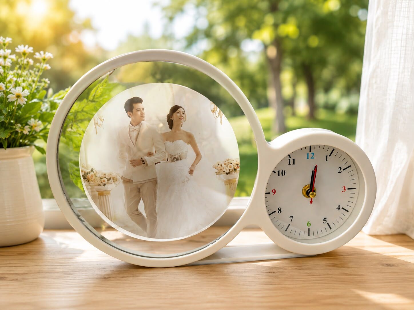 Sihirli Led Işıklı Saat Ayna Fotoğraf Çerçeve
