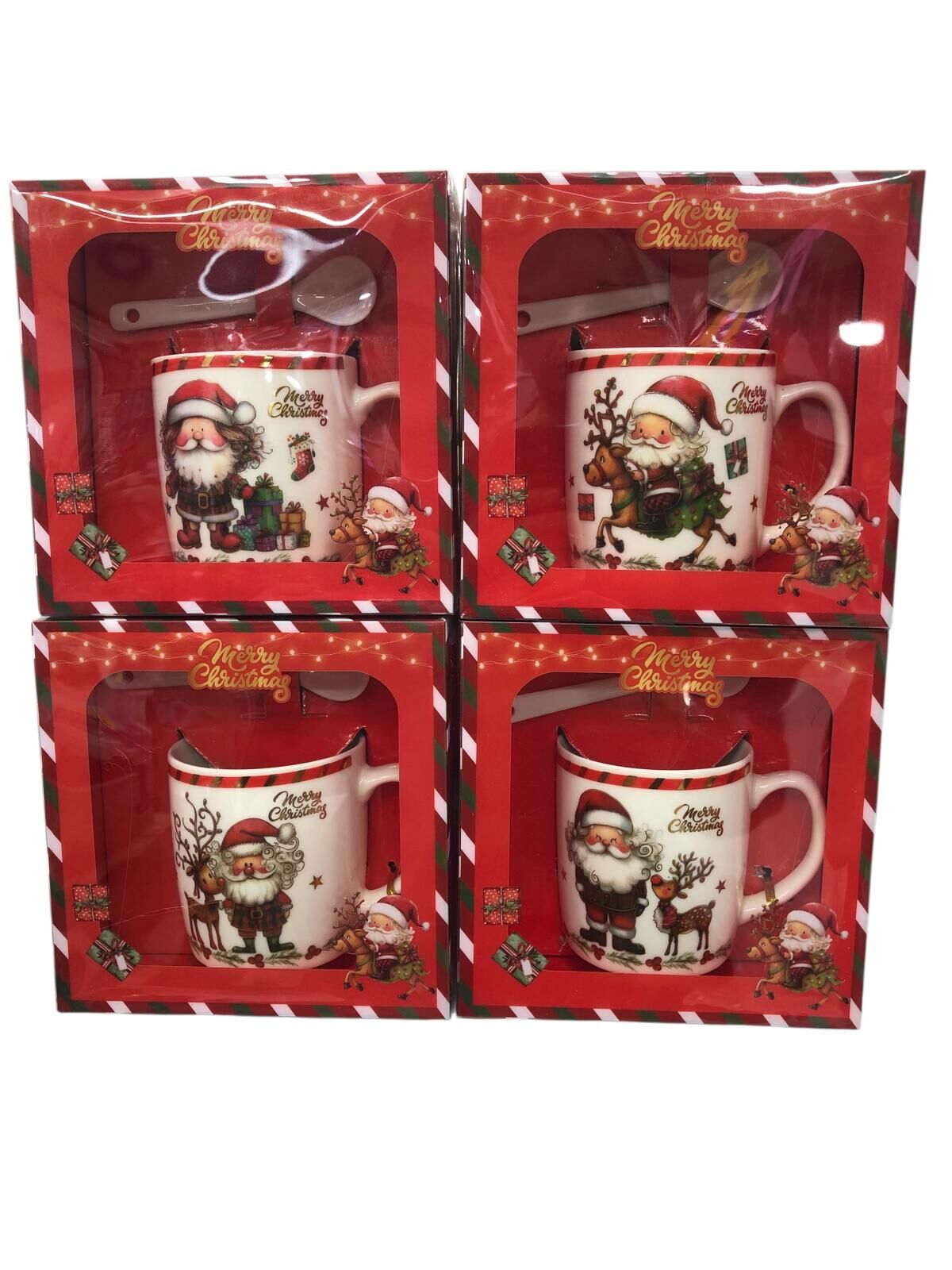 Seramik Mery Christmas Noel Baba Yılbaşı Kaşıklı Kupa Bardak